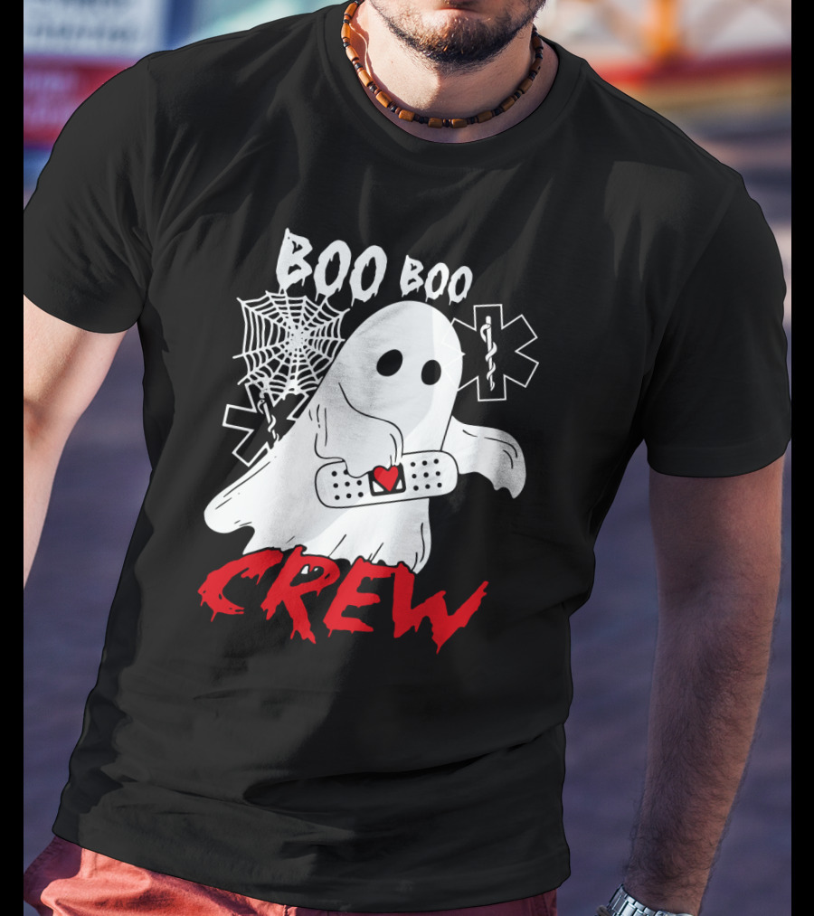 EMT Boo Boo Crew Ghost With Bandage And Cobweb T-Shirt