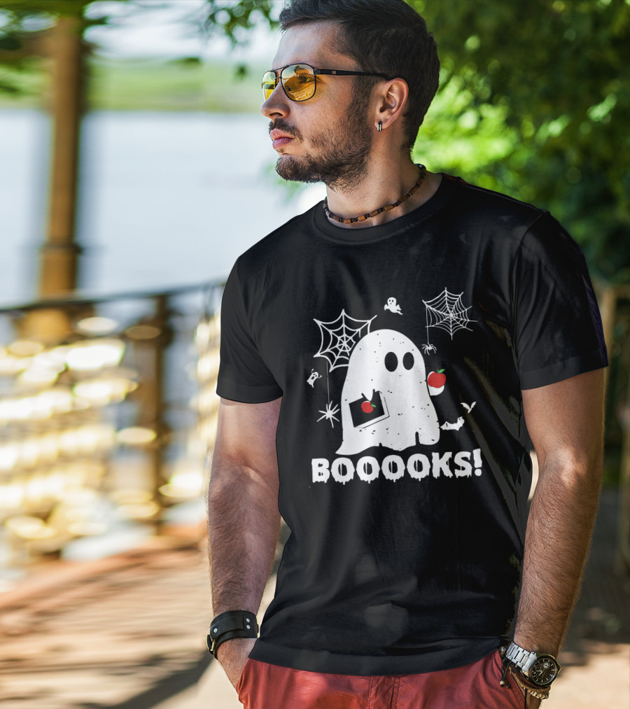 Ghost Boooooks Loves Apples And Webs T-Shirt