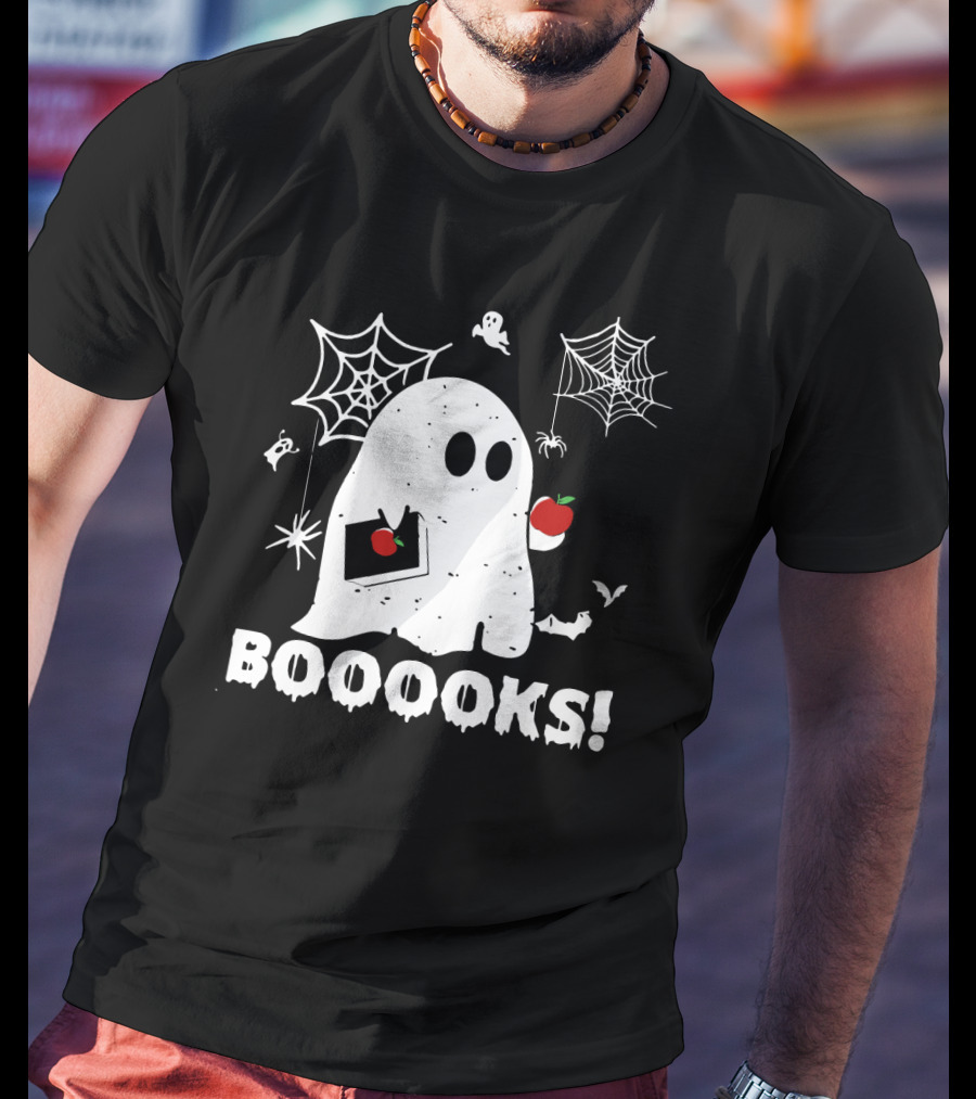 Ghost Boooooks Loves Apples And Webs T-Shirt