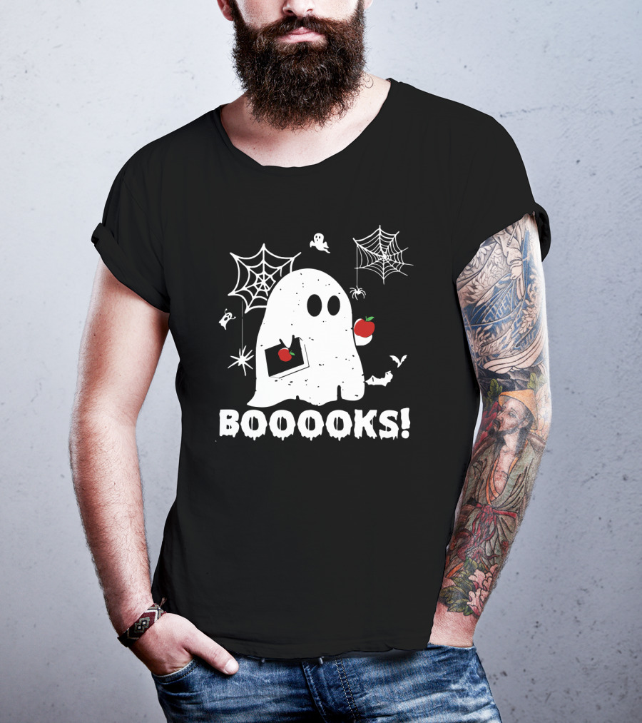 Ghost Boooooks Loves Apples And Webs T-Shirt