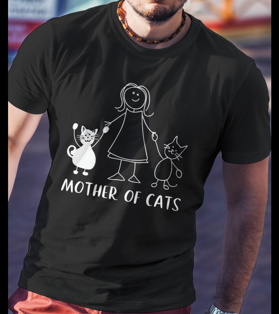 Mother Of Cats Stick Figure With Cats T-Shirt