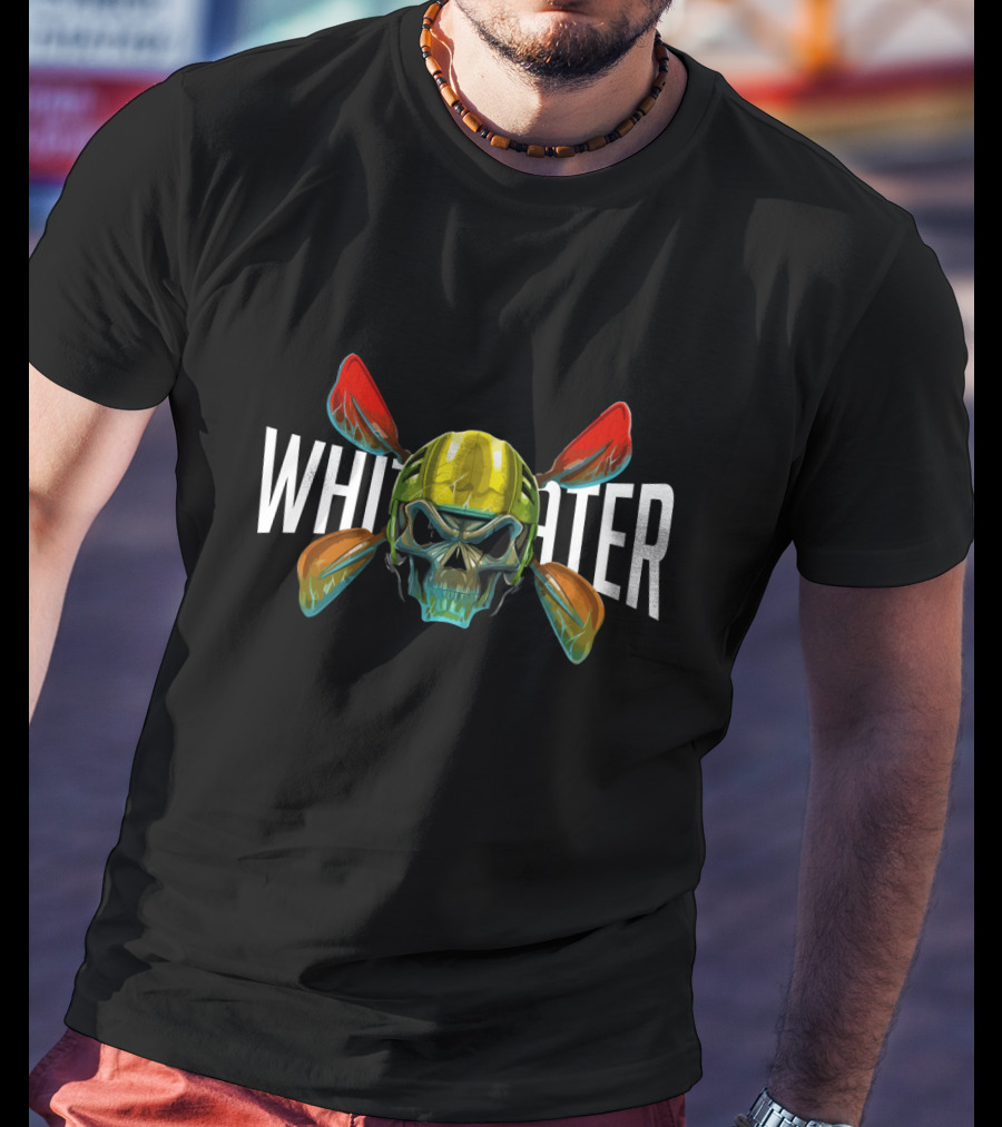 Whitewater Kayak Paddle Skull T-Shirt