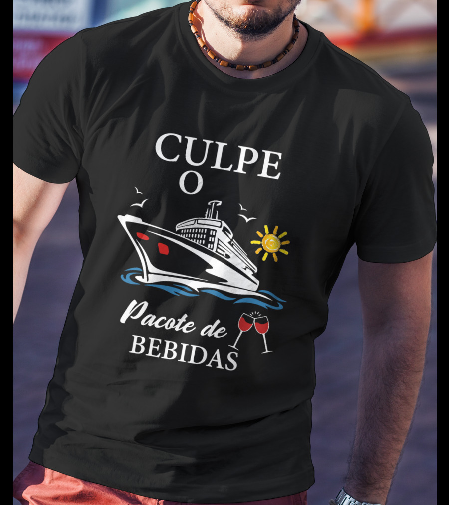 Culpe O Pacote De Bebidas Cruzeiro Sol E Mar Copos De Vinho T-Shirt