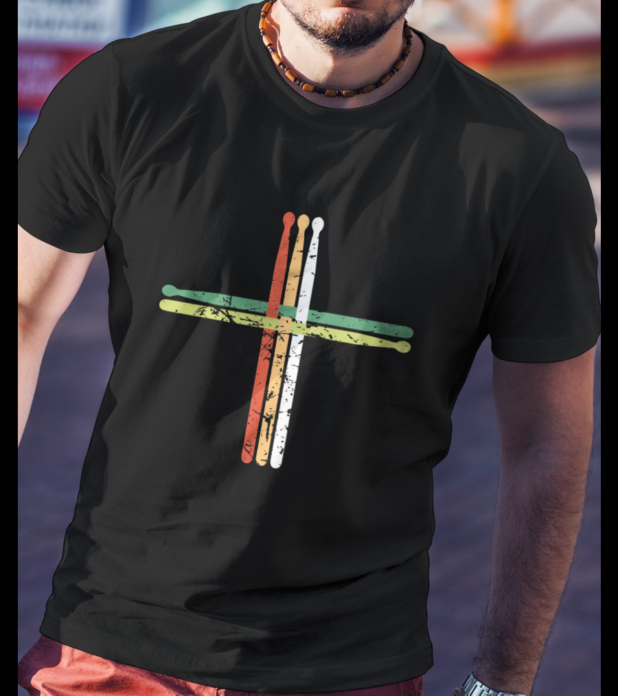 Drumsticks Cross Jesus Christian Percussion T-Shirt