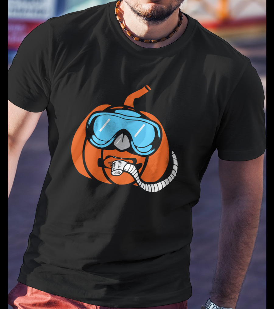 Scuba Pumpkin Halloween Snorkeling Mask T-Shirt