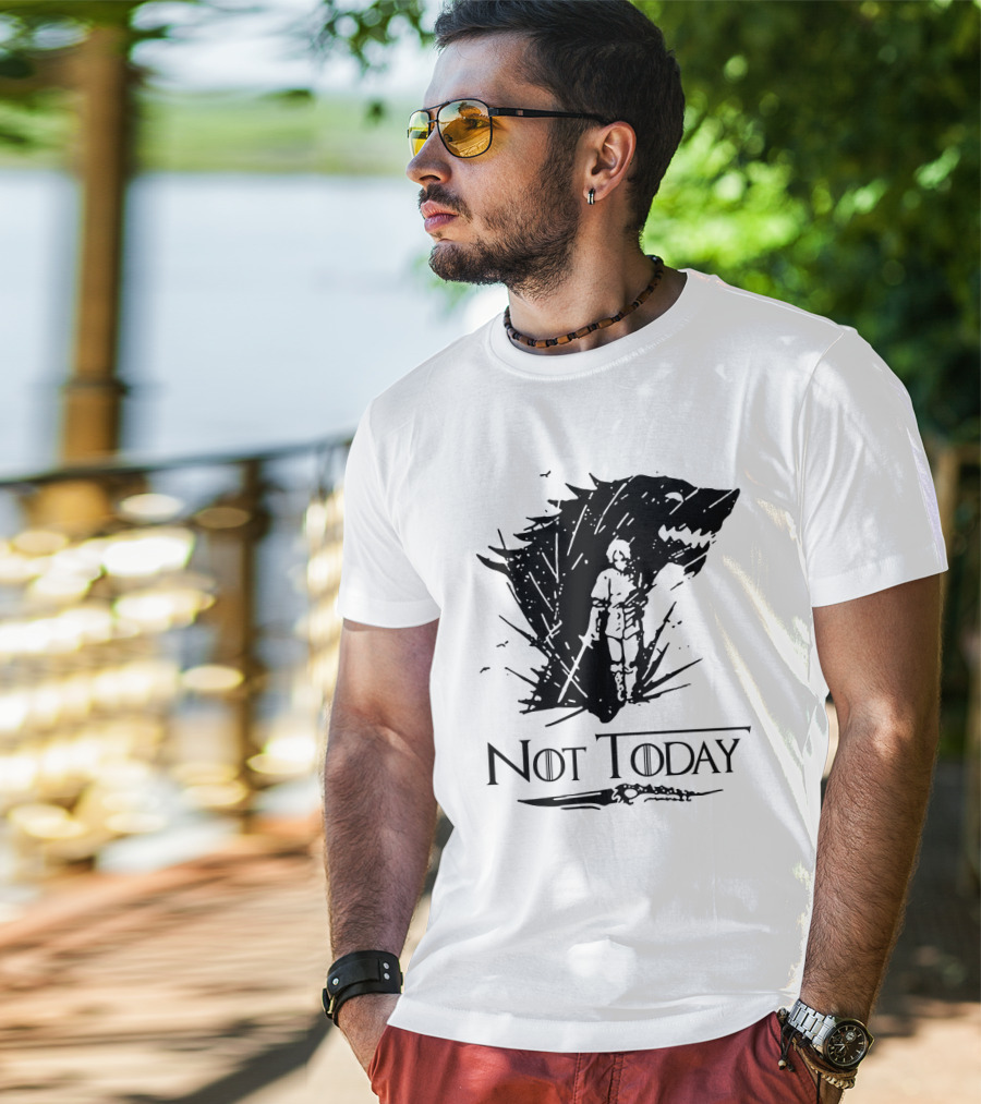 Not Today Sword Character With Direwolf Shadow T-Shirt