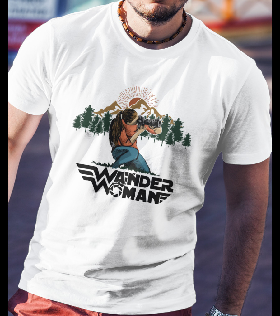 Wander Woman Photographer Adventure Forest Mountain T-Shirt