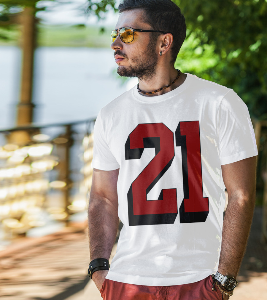 Number 21 Varsity Fan Sports Team White Jersey Premium 21 T-Shirt