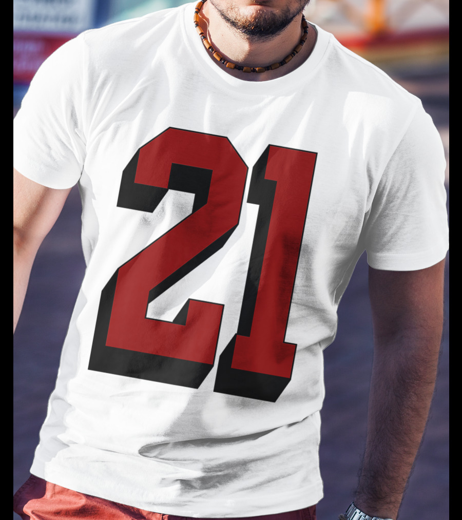 Number 21 Varsity Fan Sports Team White Jersey Premium 21 T-Shirt