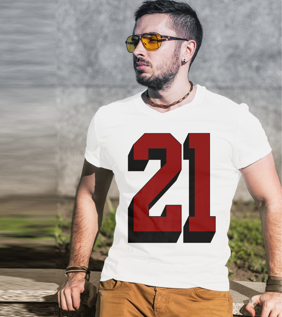 Number 21 Varsity Fan Sports Team White Jersey Premium 21 T-Shirt