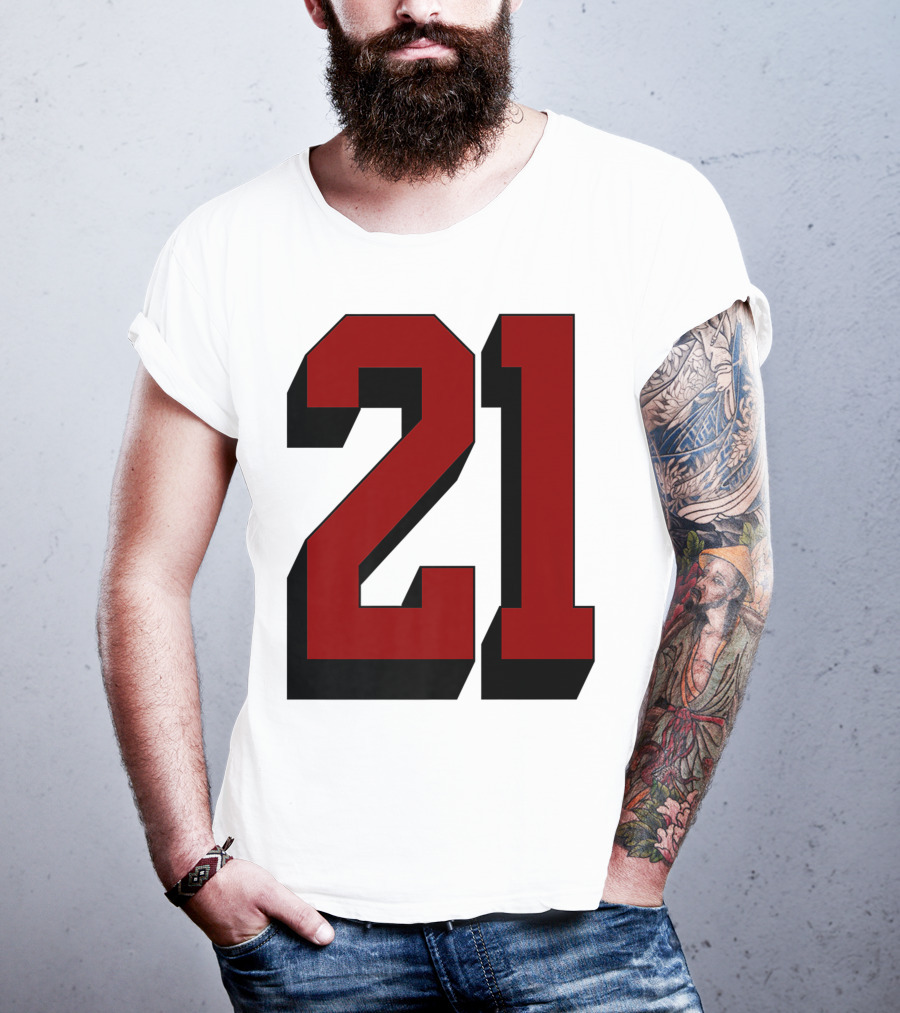 Number 21 Varsity Fan Sports Team White Jersey Premium 21 T-Shirt