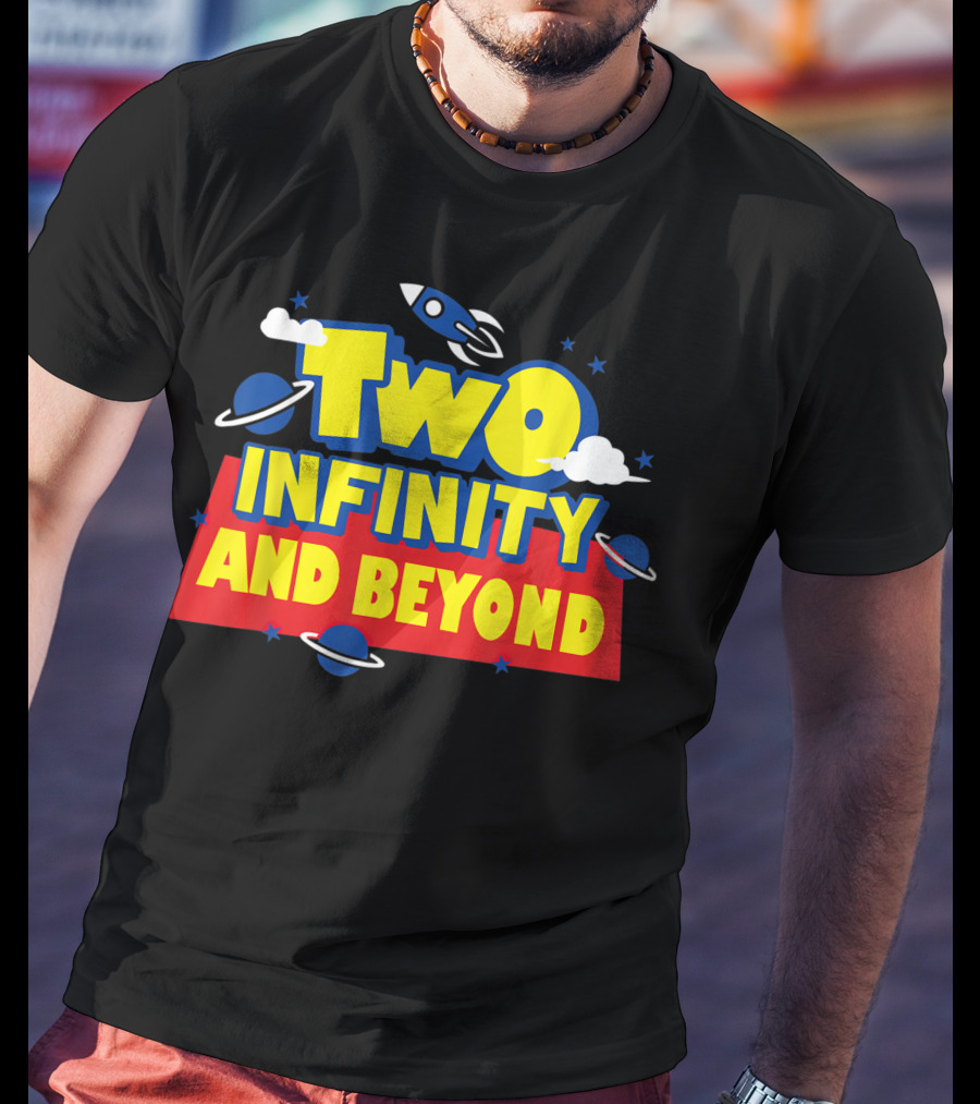 Two Infinity And Beyond 2nd Birthday Rocket And Planets T-Shirt