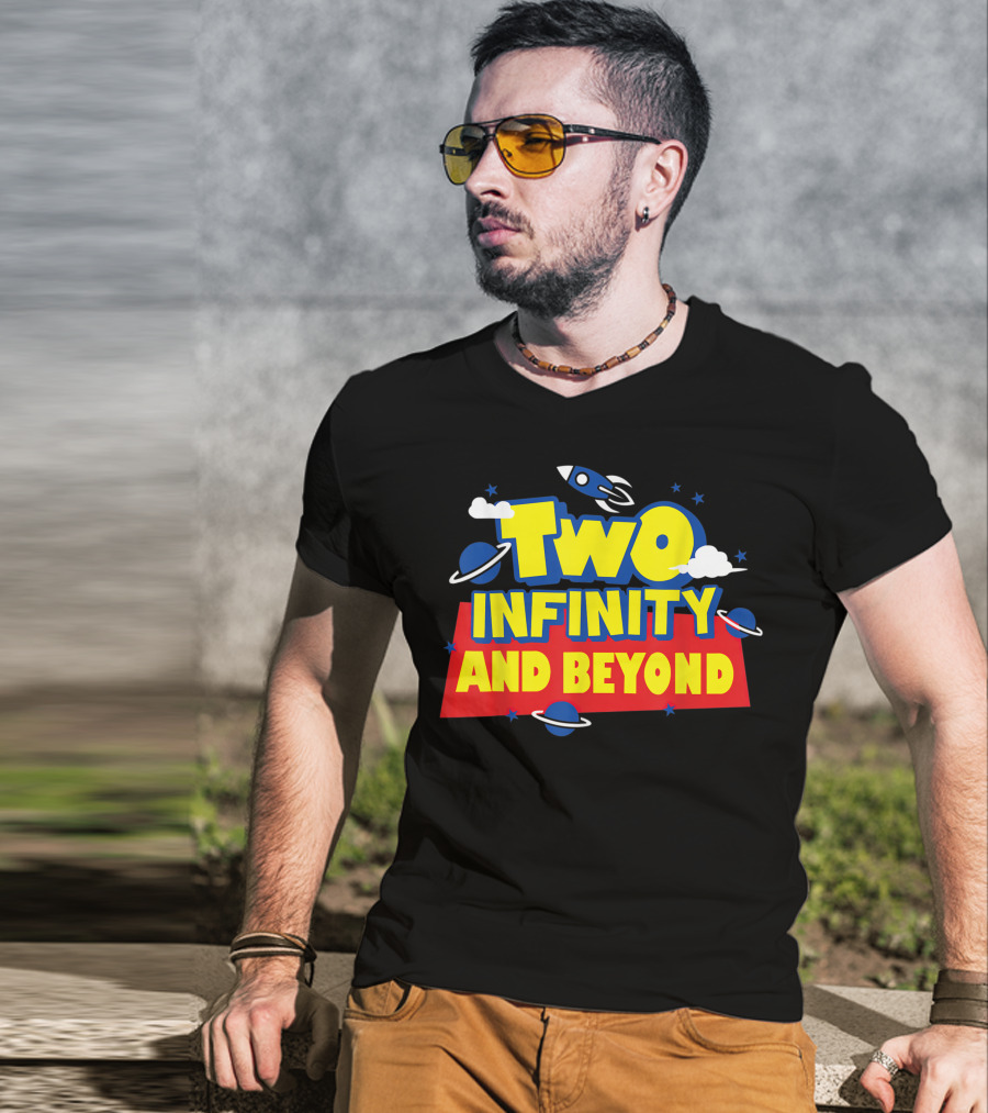 Two Infinity And Beyond 2nd Birthday Rocket And Planets T-Shirt