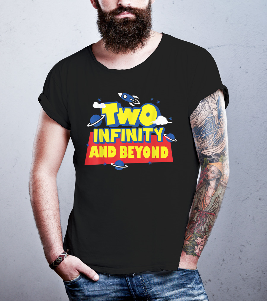 Two Infinity And Beyond 2nd Birthday Rocket And Planets T-Shirt