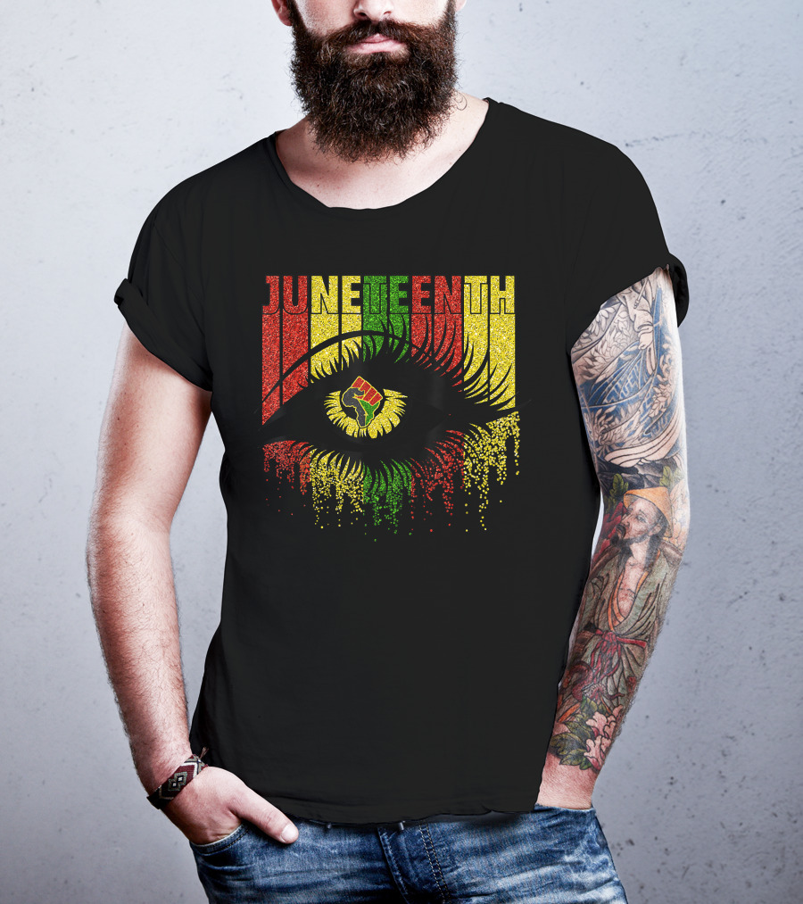 Juneteenth Eye With African Women Independence June 19th Black Power Fist T-Shirt