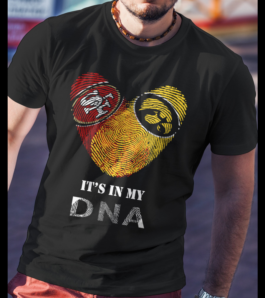 49ers Iowa Hawkeyes Dna Heart Fingerprint T-Shirt