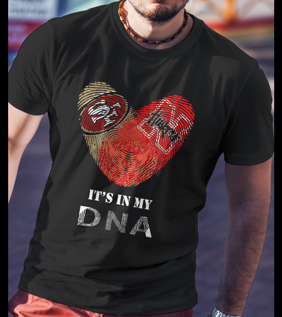 49ers Nebraska Cornhuskers Dna Fingerprint Heart T-Shirt