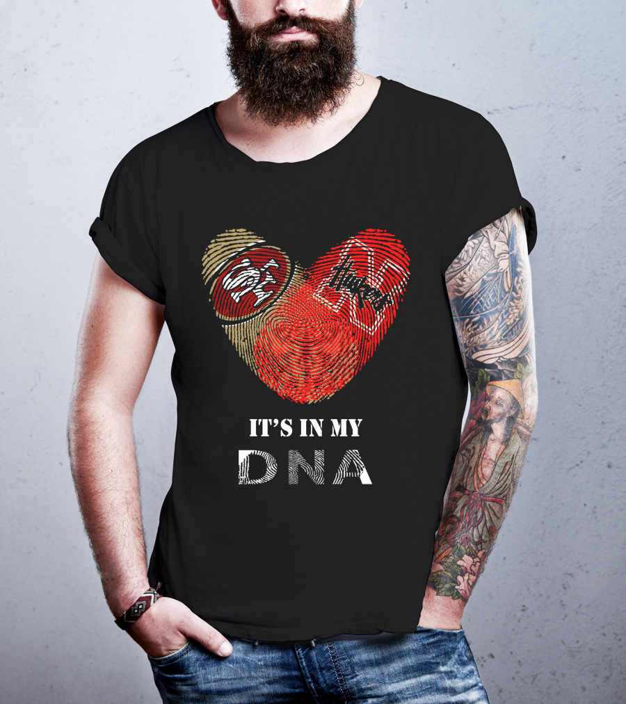 49ers Nebraska Cornhuskers Dna Fingerprint Heart T-Shirt