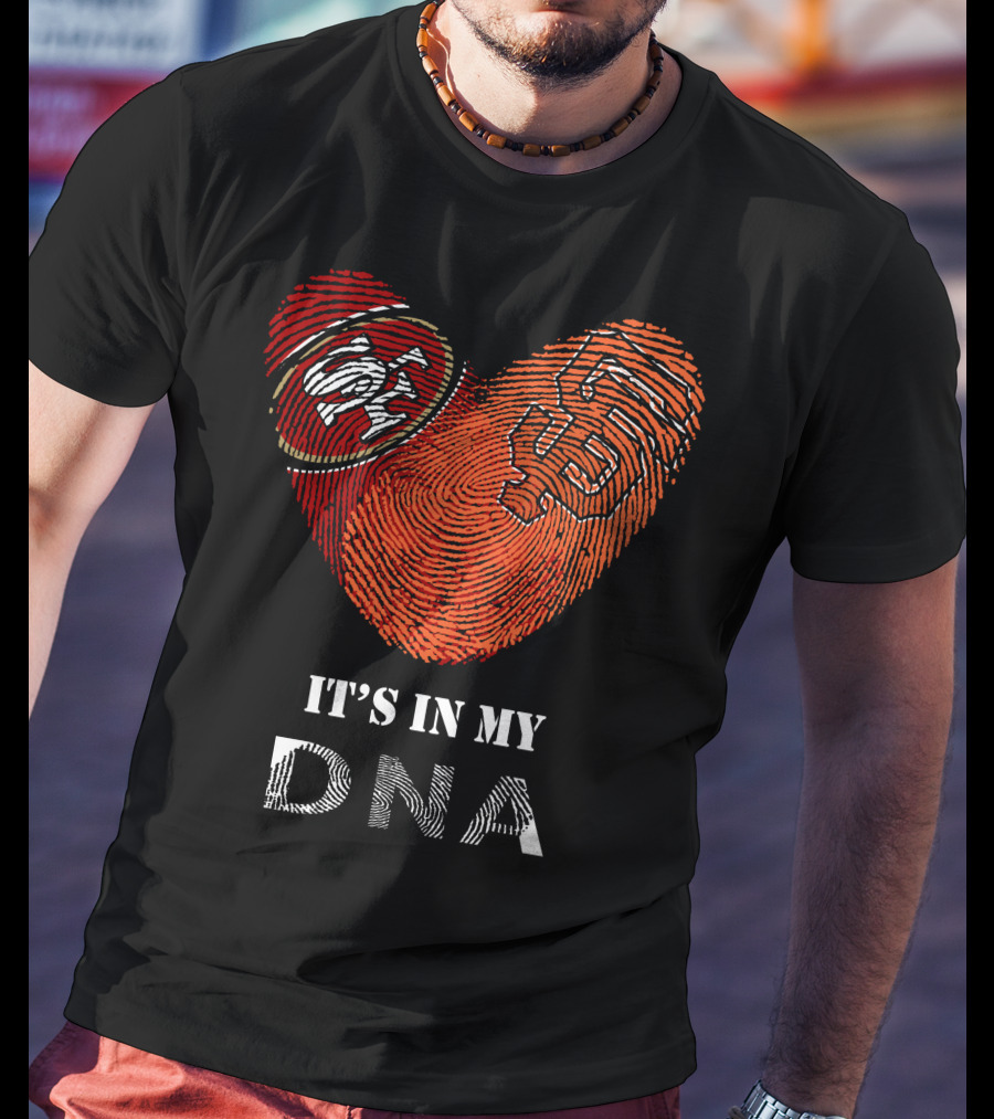 49ers Giants Heart Fingerprint DNA T-Shirt