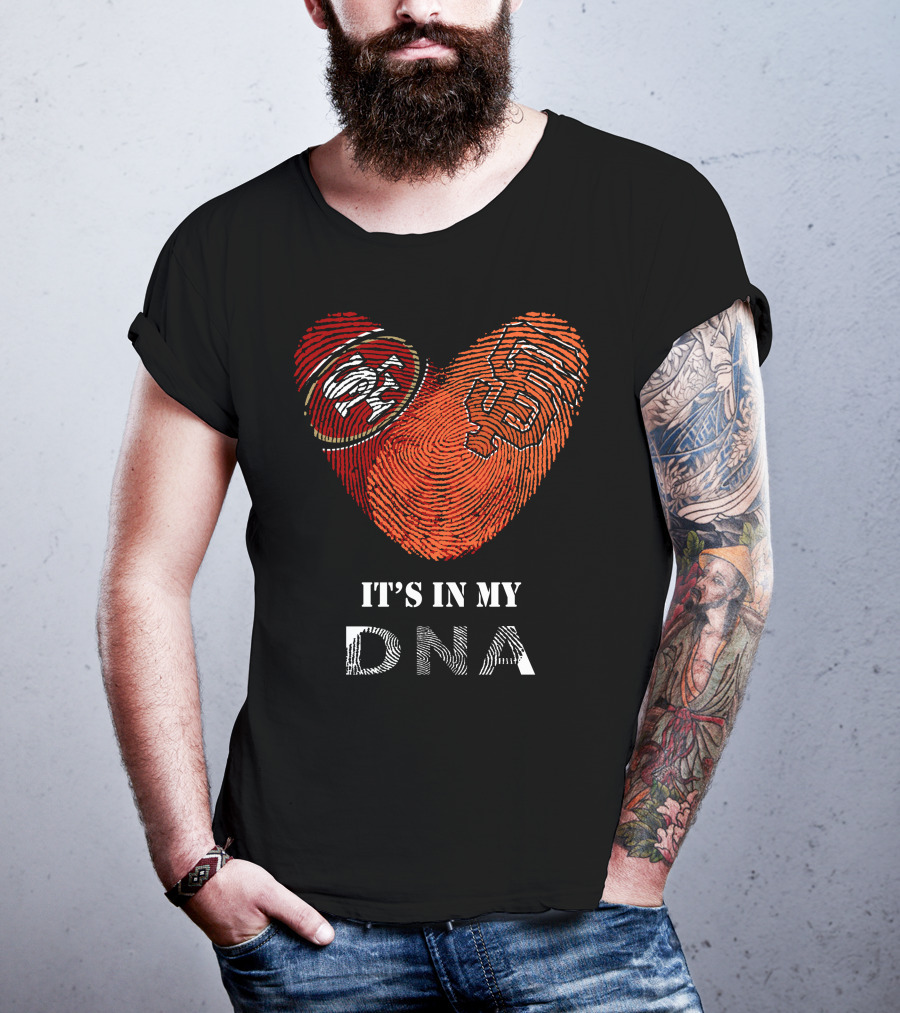 49ers Giants Heart Fingerprint DNA T-Shirt