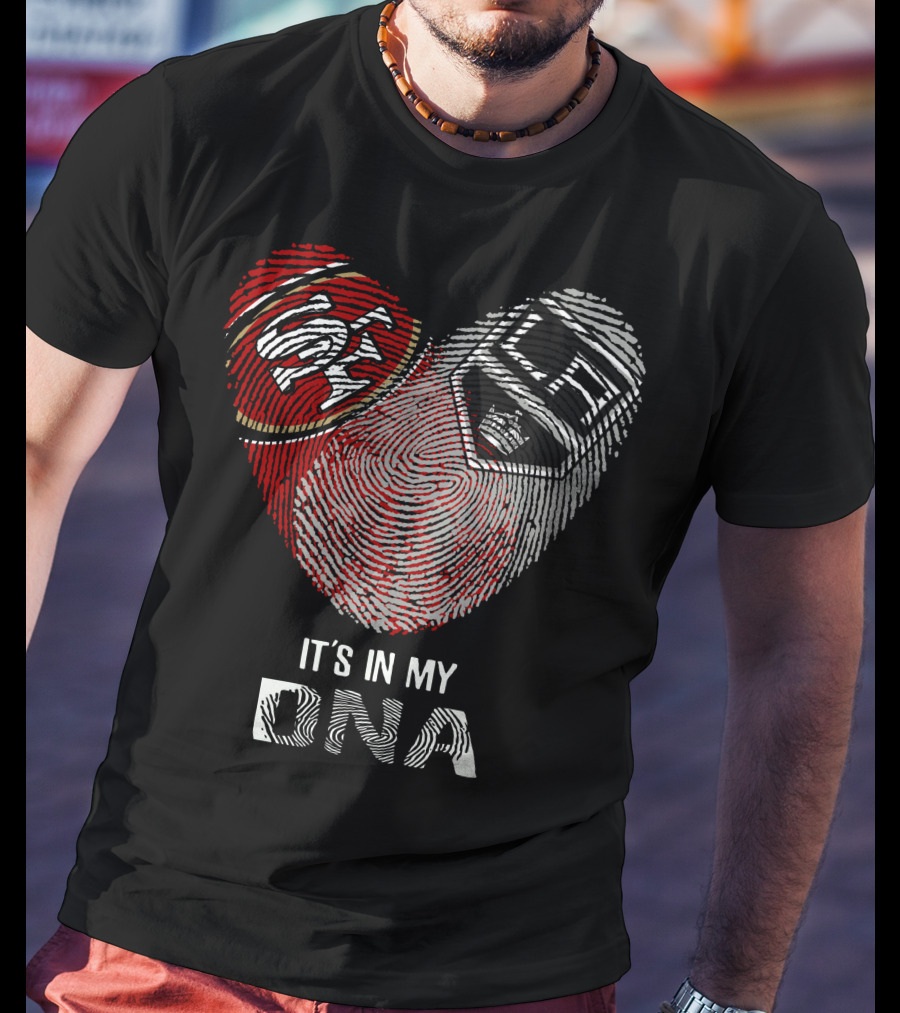 49ers Los Angeles Kings Heart Fingerprint It's In My DNA T-Shirt