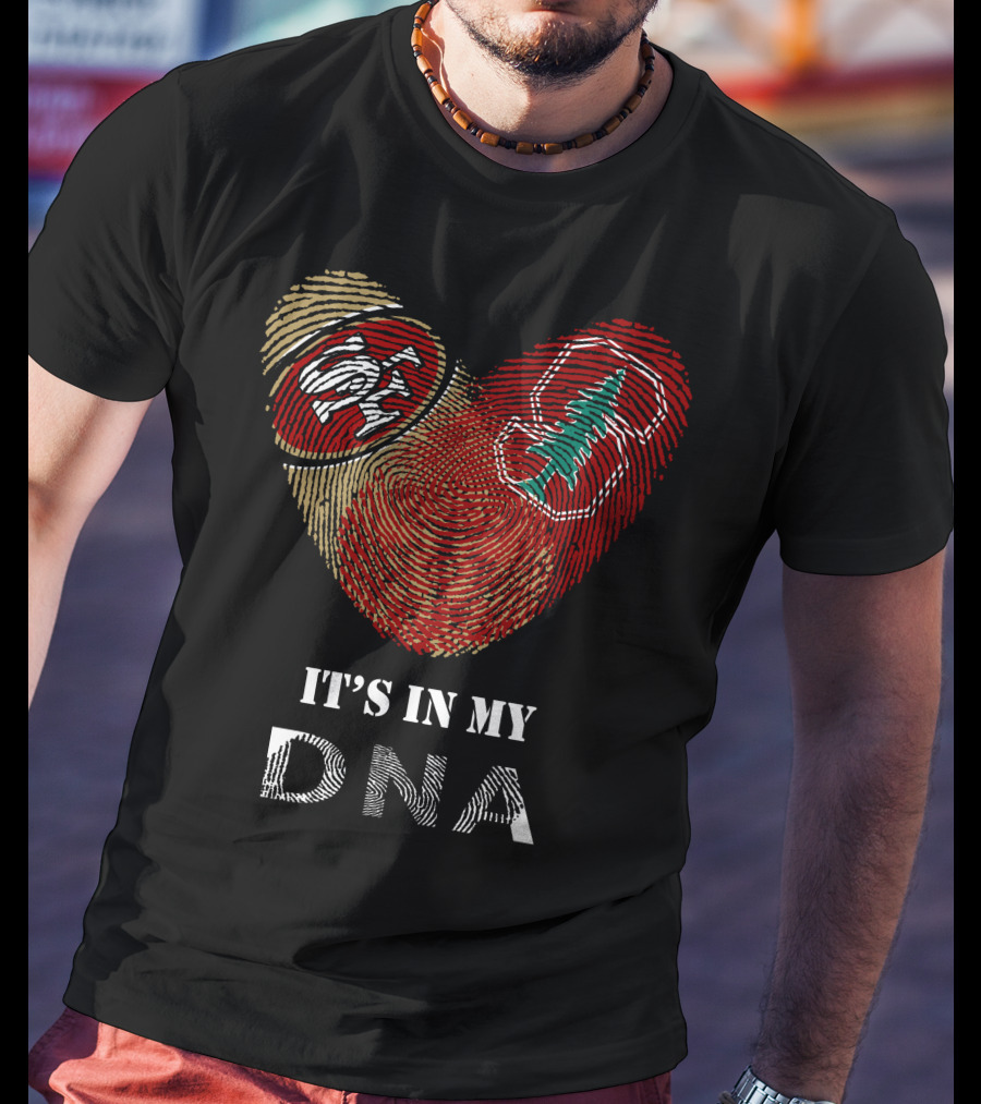 49Ers Stanford Cardinal Heart Fingerprint DNA T-Shirt