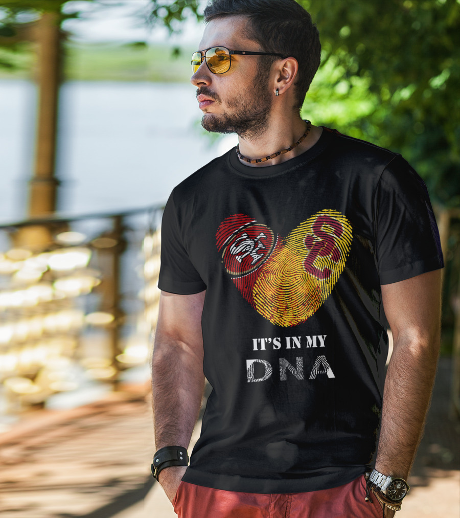 49Ers USC Trojans DNA Fingerprint Heart T-Shirt