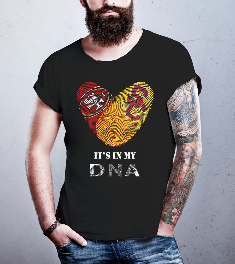 49Ers USC Trojans DNA Fingerprint Heart T-Shirt