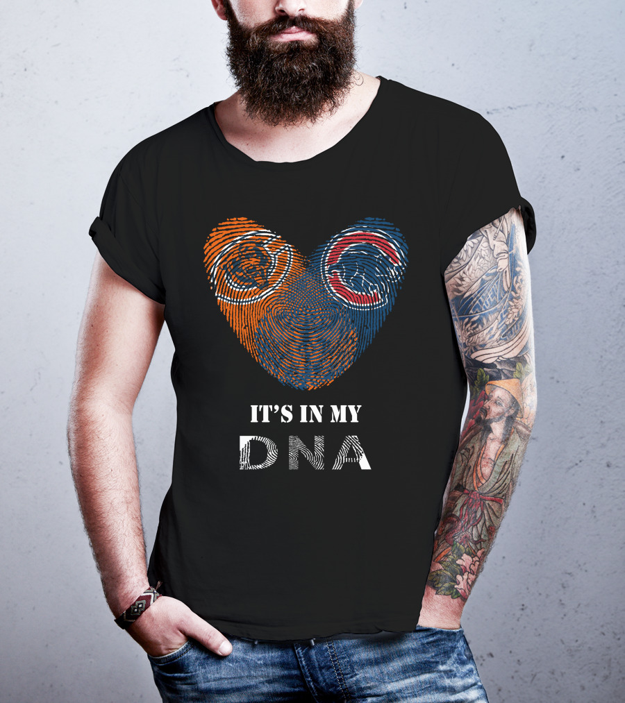 Chicago Bears Cubs It's In My Dna Fingerprint Heart T-Shirt