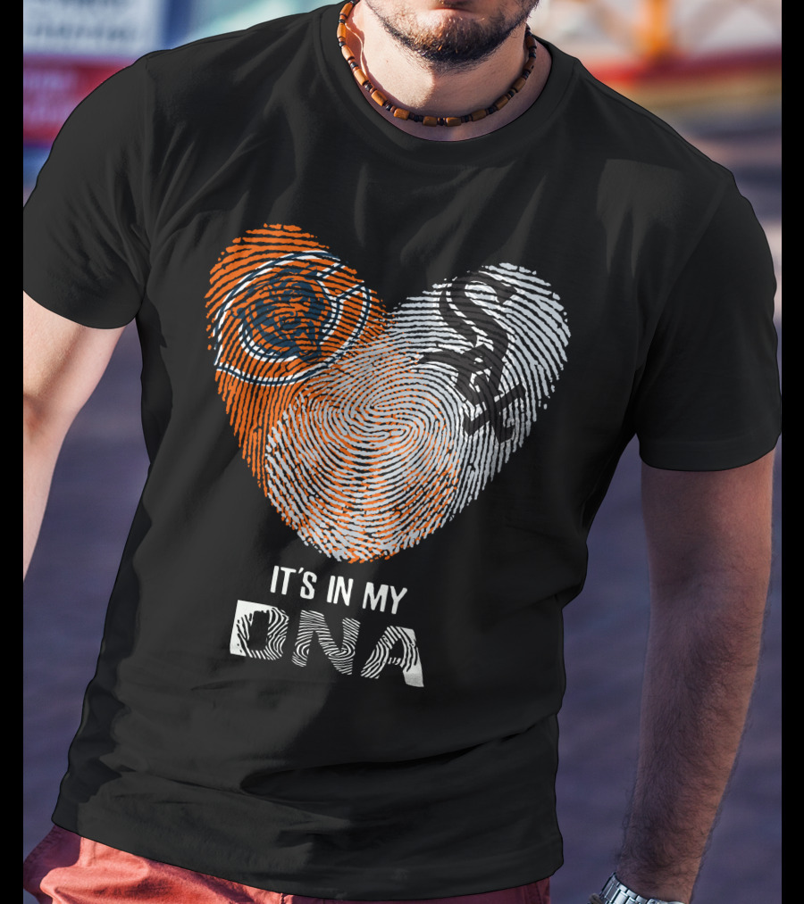 Bears White Sox It’s In My DNA Fingerprint Heart T-Shirt