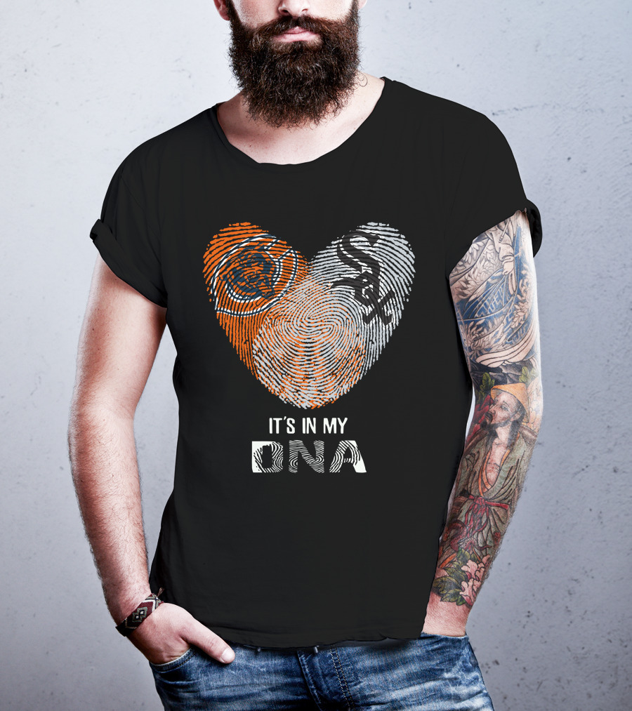 Bears White Sox It’s In My DNA Fingerprint Heart T-Shirt