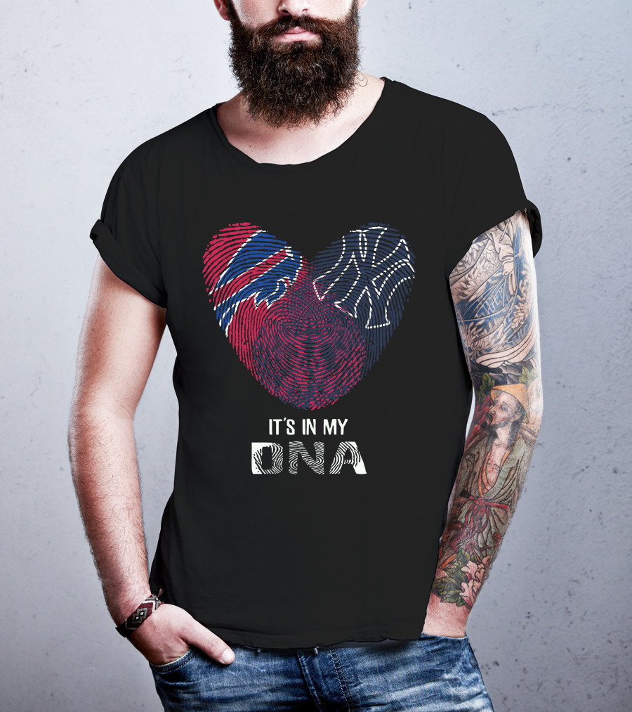 Bills Yankees It's In My DNA Fingerprint Heart T-Shirt
