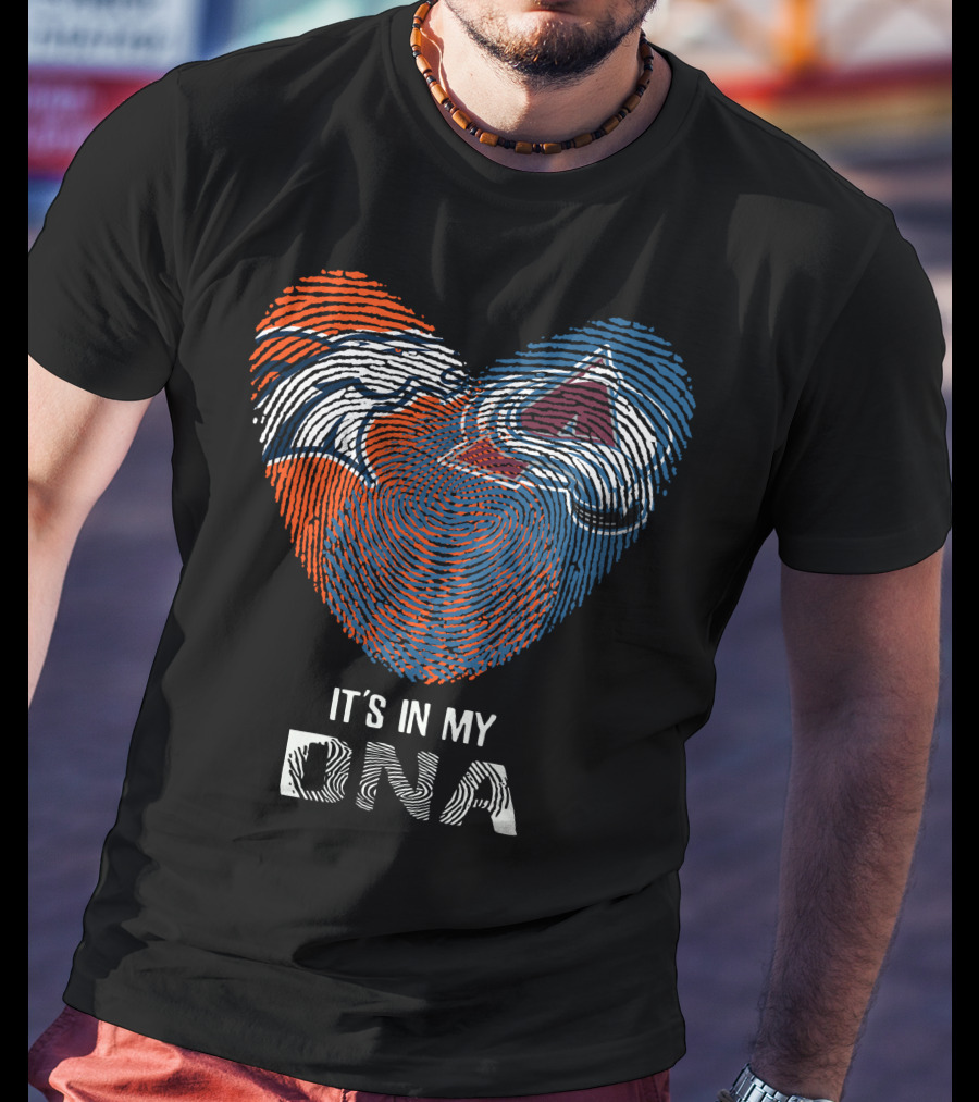 Broncos Avalanche It's In My DNA Fingerprint Heart T-Shirt