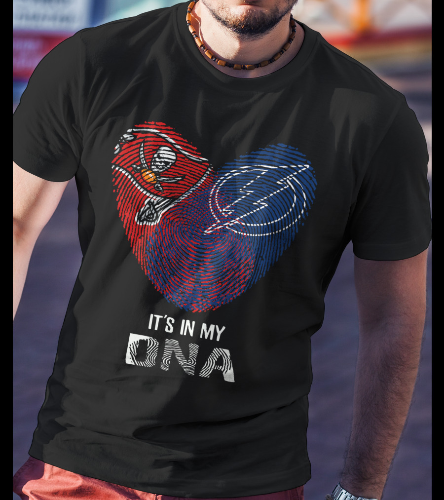 Buccaneers Lightning Heart It's In My Dna Fingerprint T-Shirt