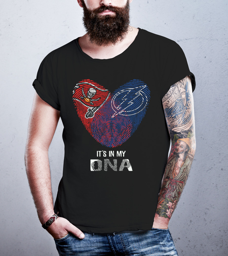 Buccaneers Lightning Heart It's In My Dna Fingerprint T-Shirt