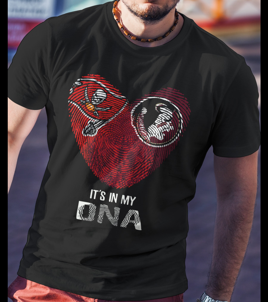Buccaneers Seminoles Heart Fingerprint It's In My Dna T-Shirt