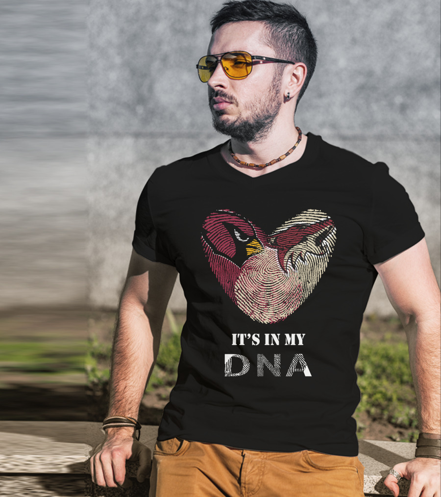 Cardinals Arizona Coyotes It's In My DNA Fingerprint Heart T-Shirt