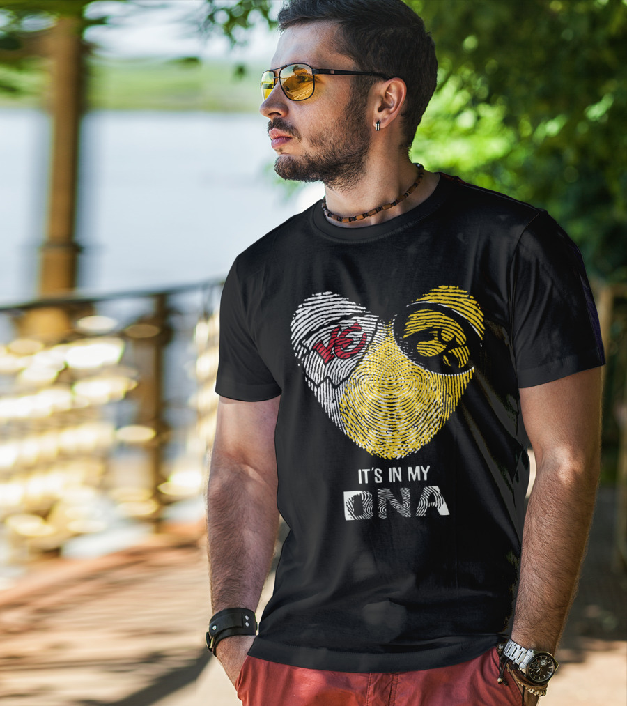 Chiefs Hawkeyes Heart Fingerprint It's In My DNA T-Shirt