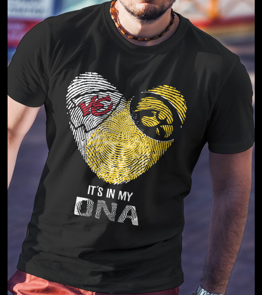Chiefs Hawkeyes Heart Fingerprint It's In My DNA T-Shirt