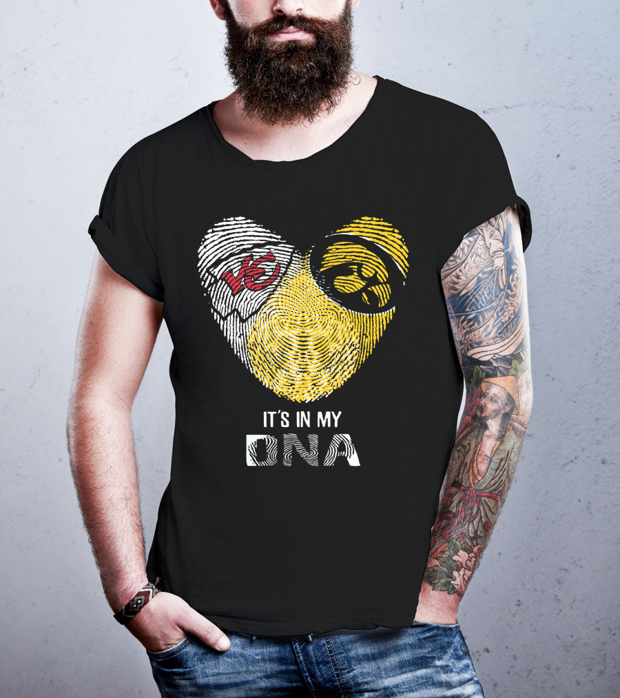 Chiefs Hawkeyes Heart Fingerprint It's In My DNA T-Shirt