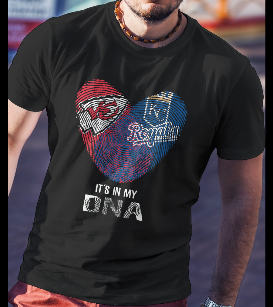 Chiefs Kc Royals Heart-Shaped Fingerprint It's In My Dna T-Shirt