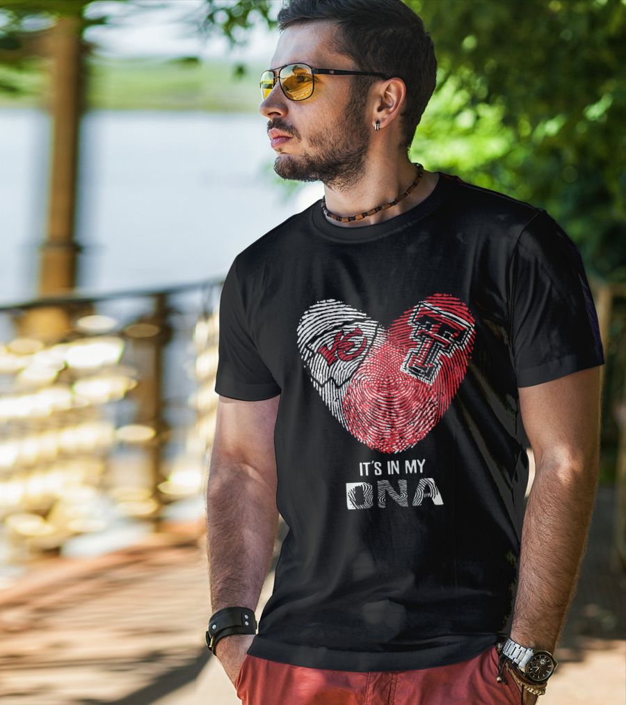 Chiefs Texas Tech Heart Shaped Fingerprint It's In My Dna T-Shirt