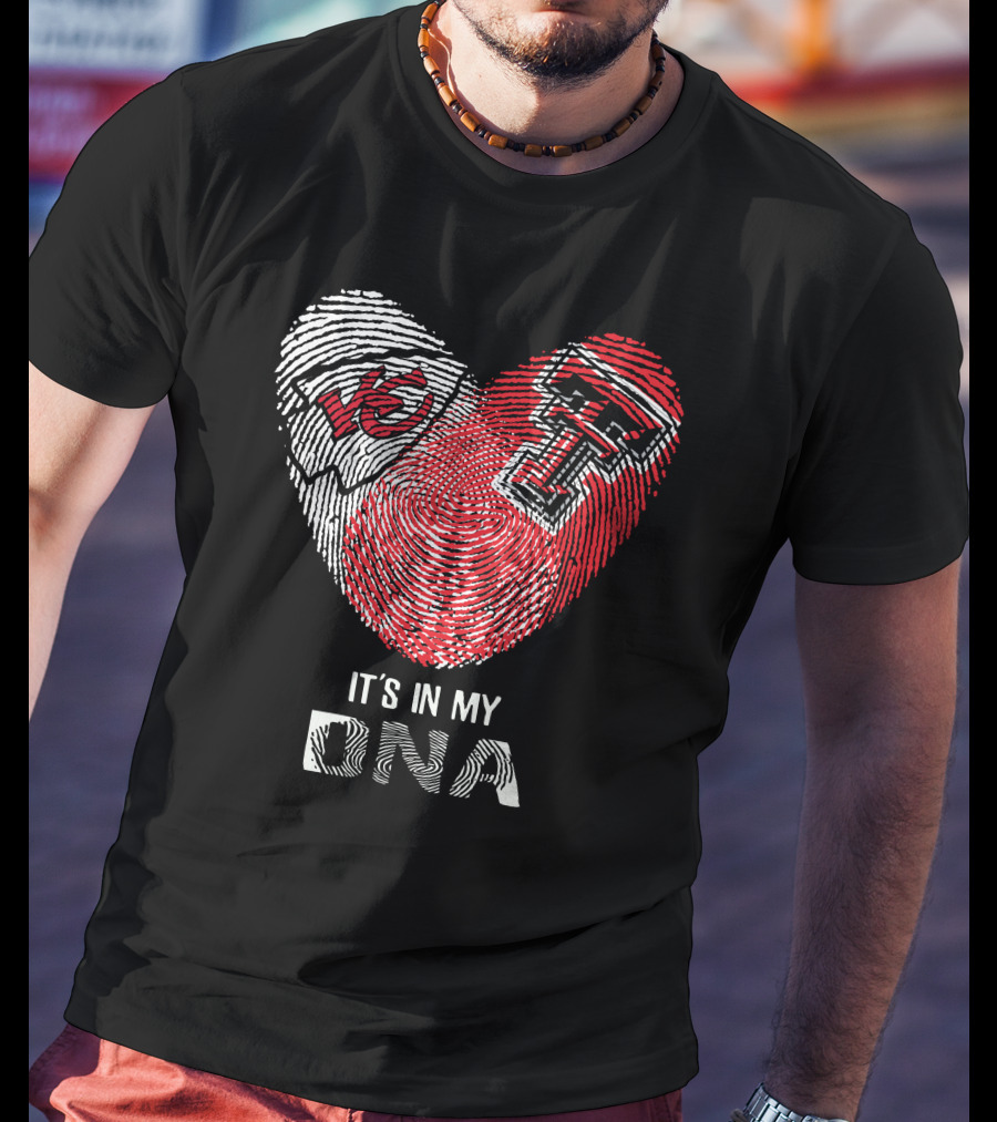 Chiefs Texas Tech Heart Shaped Fingerprint It's In My Dna T-Shirt