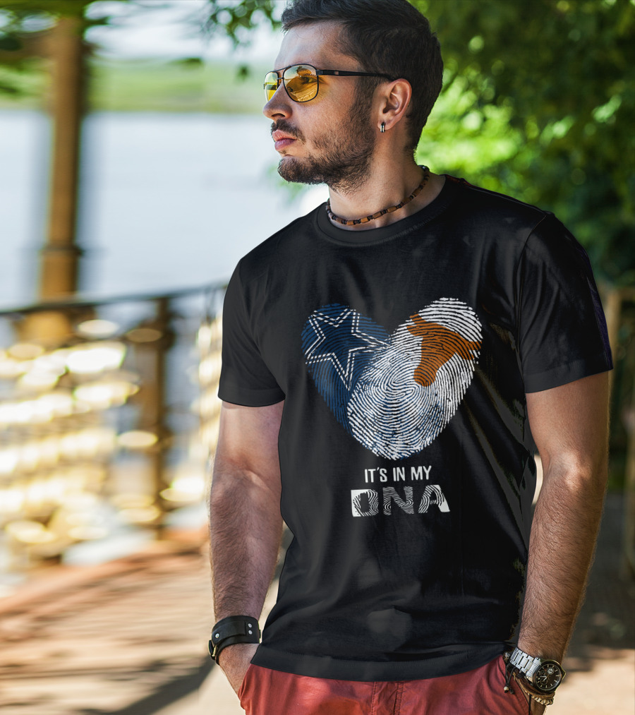 Cowboys Longhorns It's In My DNA Fingerprint Heart T-Shirt