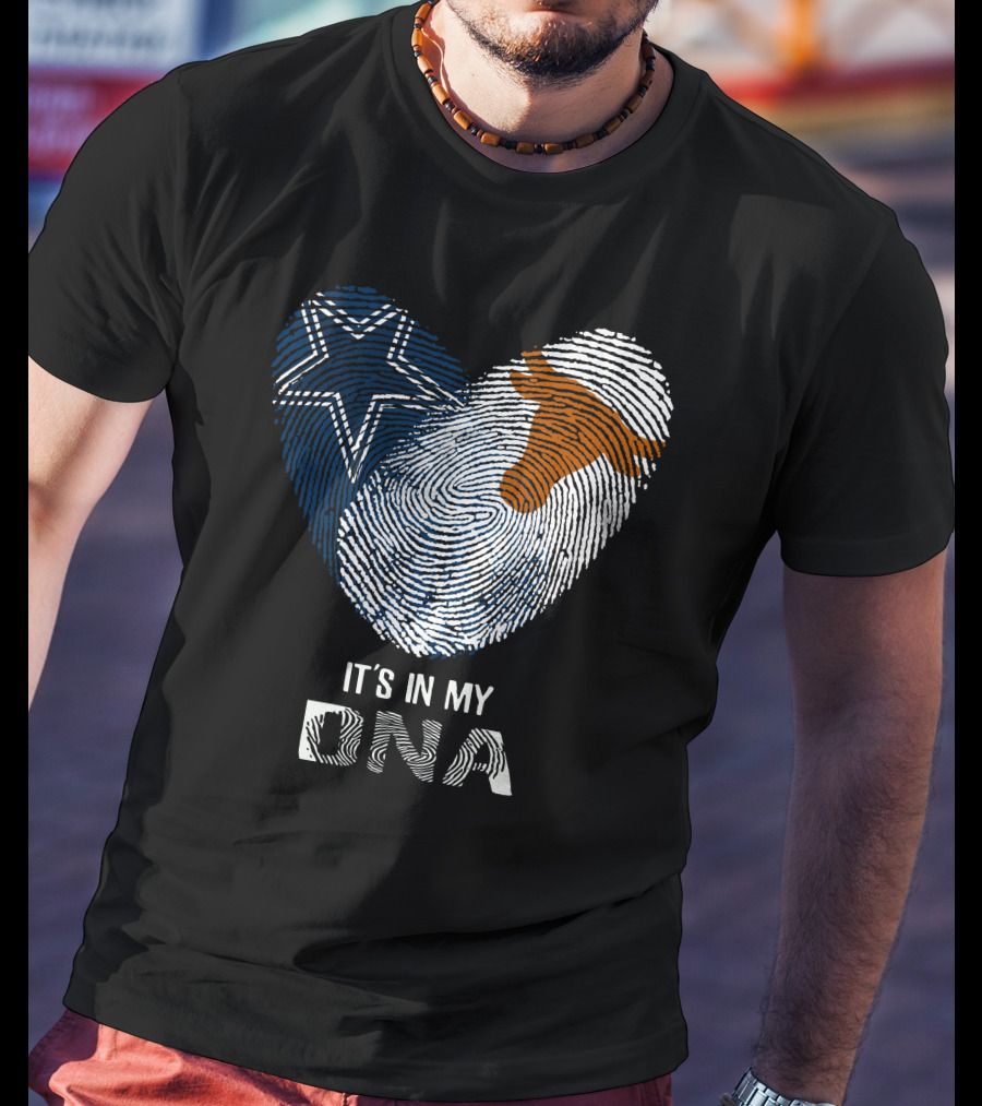 Cowboys Longhorns It's In My DNA Fingerprint Heart T-Shirt