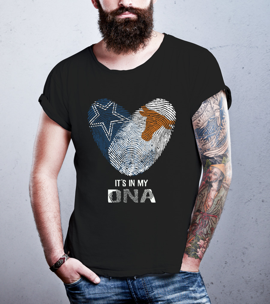 Cowboys Longhorns It's In My DNA Fingerprint Heart T-Shirt