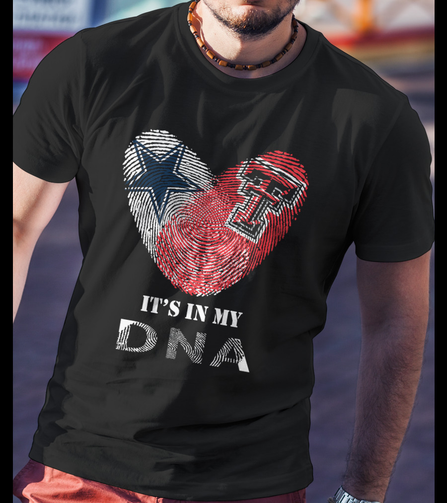 Cowboys Texas Tech Fingerprint Heart It's In My Dna T-Shirt