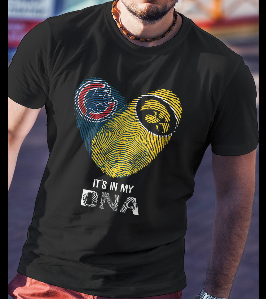 Chicago Cubs Iowa Hawkeyes It's In My Dna Fingerprint Heart T-Shirt