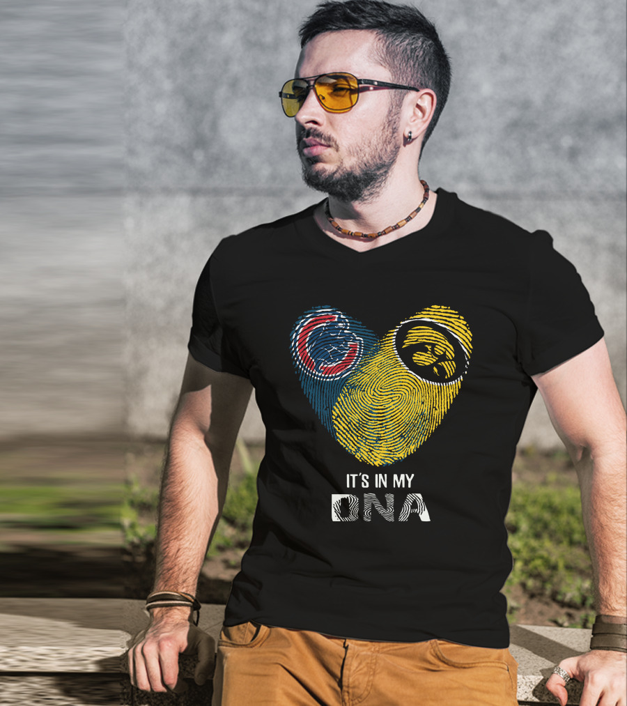 Chicago Cubs Iowa Hawkeyes It's In My Dna Fingerprint Heart T-Shirt