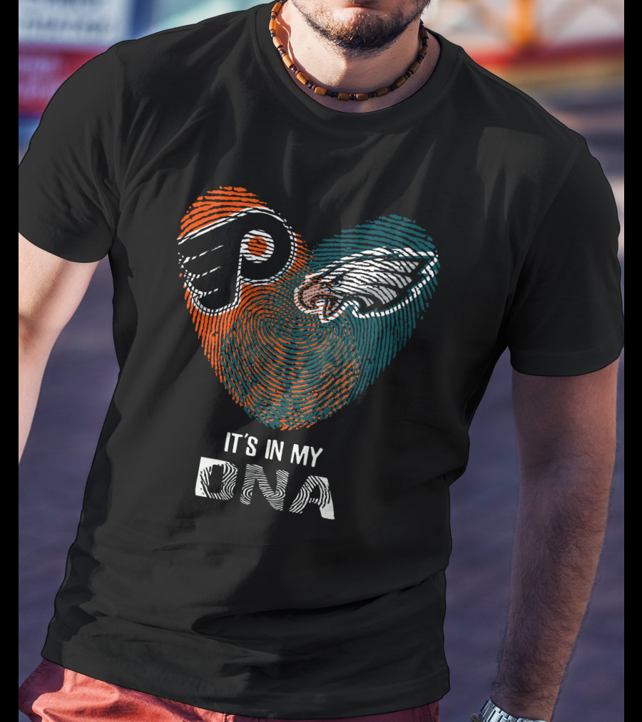 Philadelphia Eagles Flyers It's In My Dna Fingerprint T-Shirt